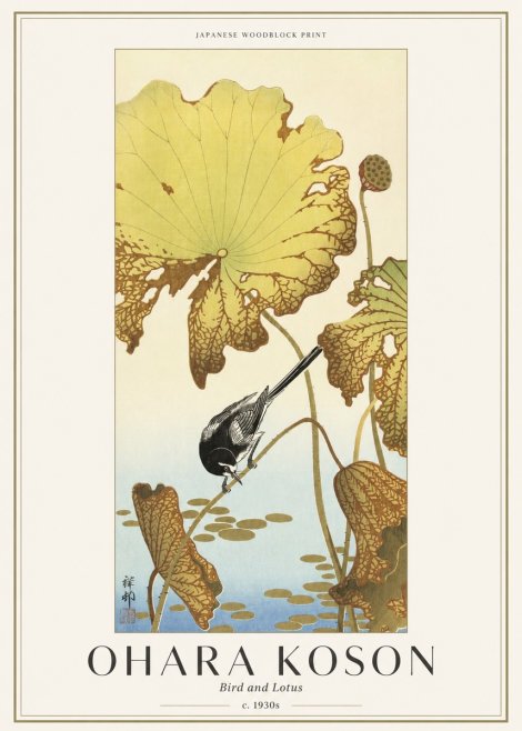 Ohara Koson Bird and Lotus No1 - Poszter