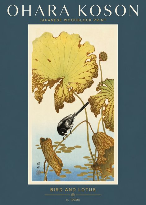 Ohara Koson Bird and Lotus No2 - Poszter
