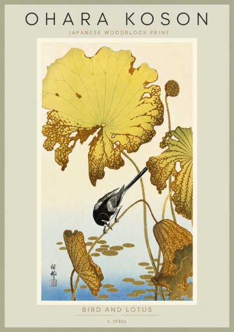 Ohara Koson Bird and Lotus No6 - Poszter