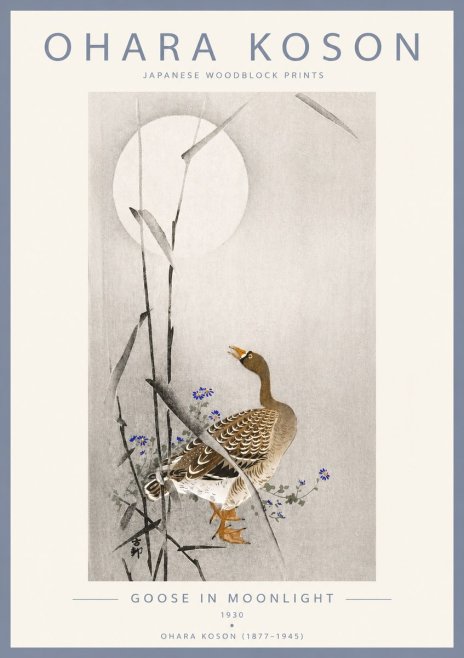 Ohara Koson Goose in Moonlight No4 - Poszter