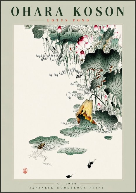 Ohara Koson Lotus Pond No4 - Poszter