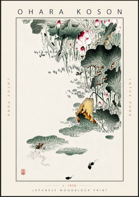 Ohara Koson Lotus Pond No5 - Poszter