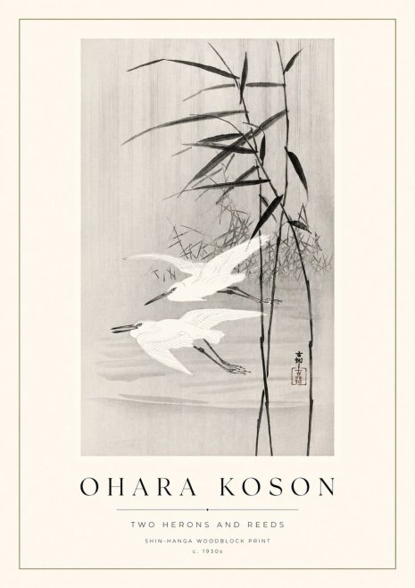 Ohara Koson Two Herons and Reeds No1 - Poszter