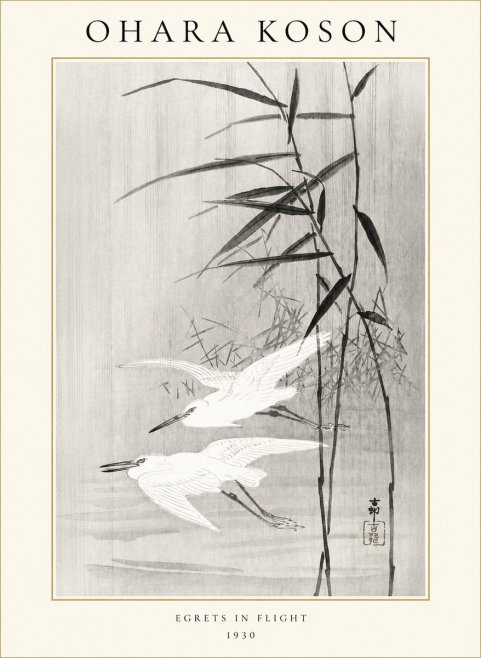 Ohara Koson Two Herons and Reeds No2 - Poszter