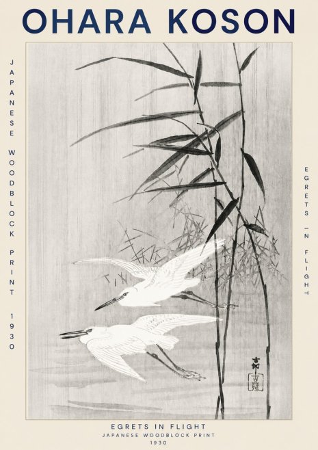 Ohara Koson Two Herons and Reeds No3 - Poszter