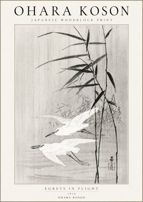 Ohara Koson Two Herons and Reeds No4 - Poszter