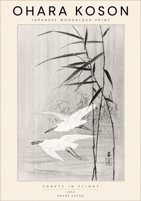 Ohara Koson Two Herons and Reeds No6 - Poszter