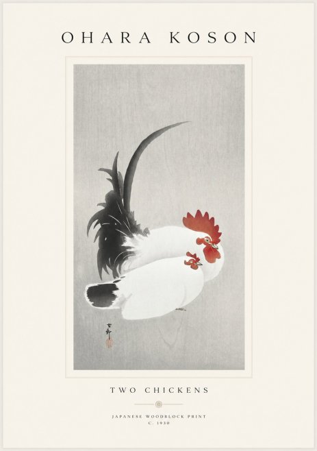 Ohara Koson Two Chickens No1 - Poszter