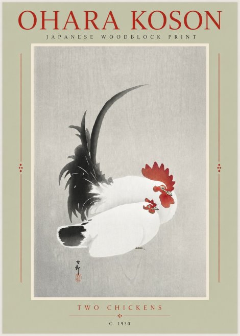 Ohara Koson Two Chickens No2 - Poszter