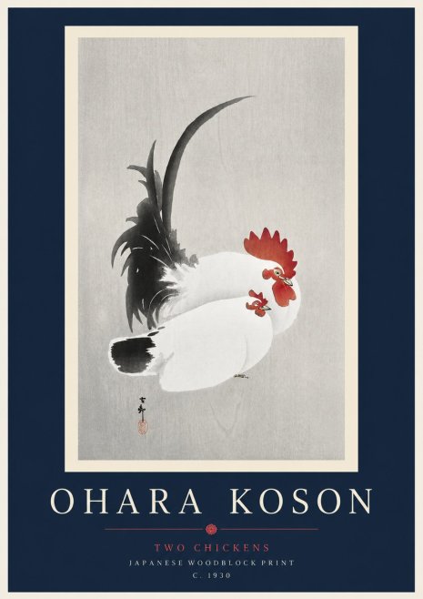 Ohara Koson Two Chickens No3 - Poszter