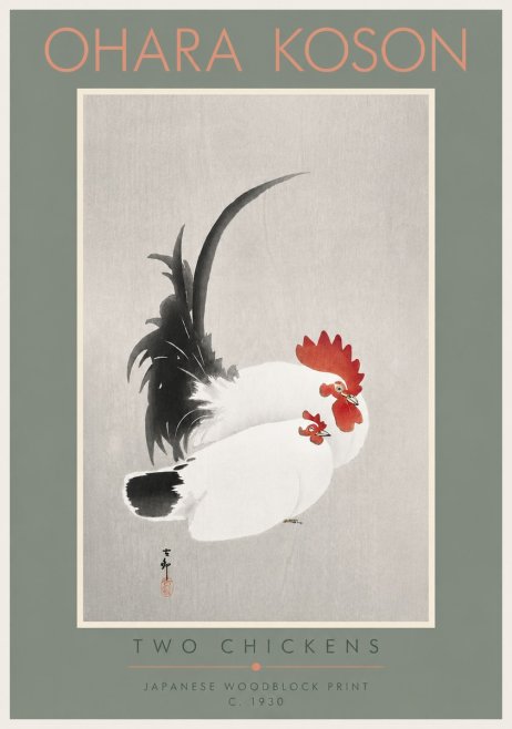 Ohara Koson Two Chickens No4 - Poszter