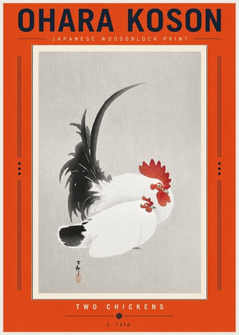 Ohara Koson Two Chickens No5 - Poszter