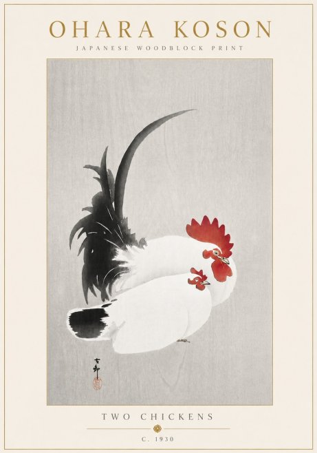 Ohara Koson Two Chickens No6 - Poszter