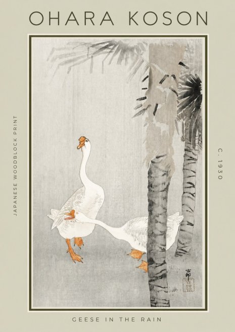 Ohara Koson Geese in the Rain No2 - Poszter