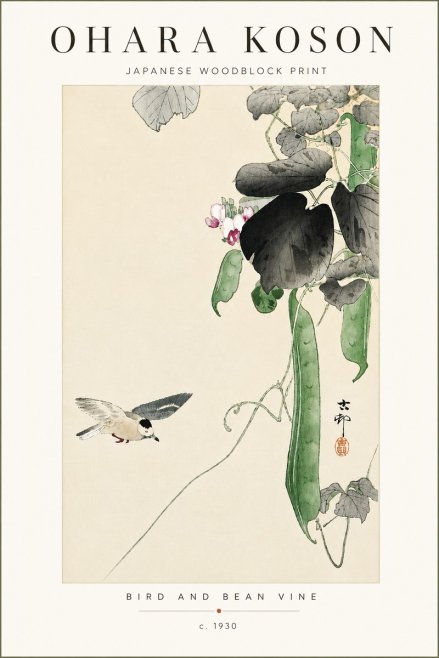 Ohara Koson Bird and Bean Vine No4 - Poszter