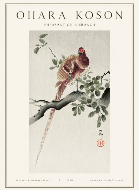 Ohara Koson Pheasant on a Branch No1 - Poszter