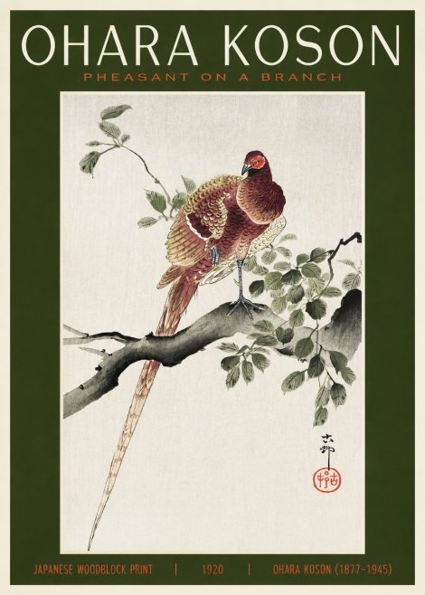 Ohara Koson Pheasant on a Branch No2 - Poszter