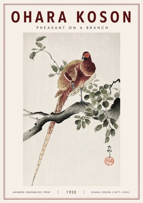 Ohara Koson Pheasant on a Branch No3 - Poszter