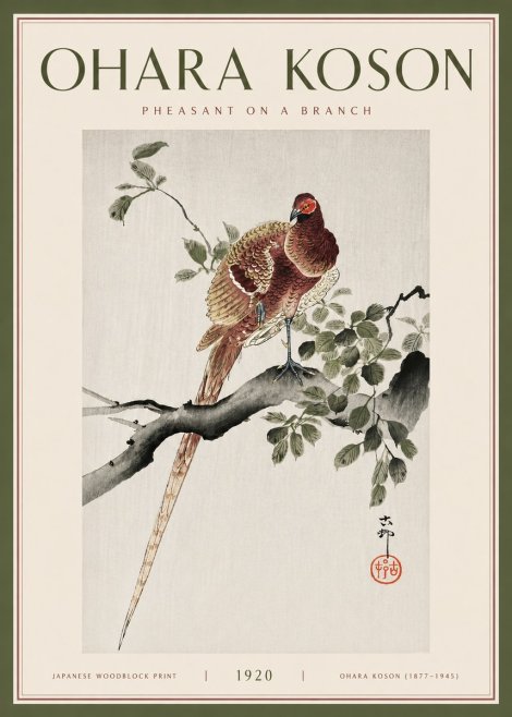 Ohara Koson Pheasant on a Branch No5 - Poszter