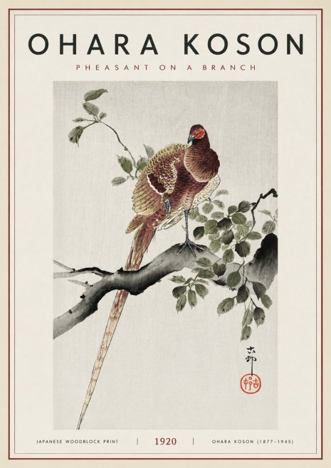 Ohara Koson Pheasant on a Branch No6 - Poszter