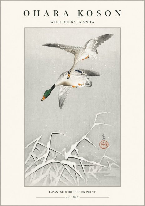 Ohara Koson Wild Ducks in Snow No1 - Poszter