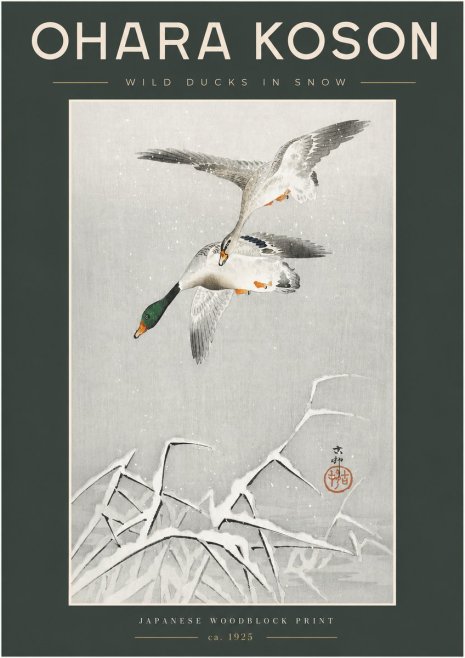 Ohara Koson Wild Ducks in Snow No2 - Poszter