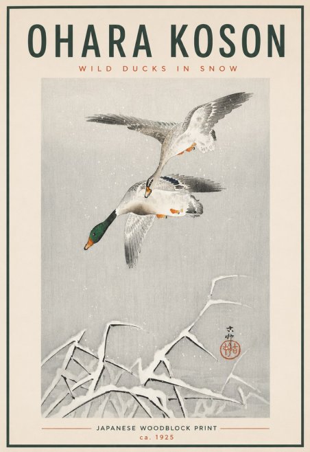 Ohara Koson Wild Ducks in Snow No4 - Poszter