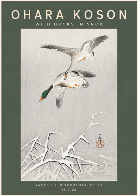 Ohara Koson Wild Ducks in Snow No5 - Poszter