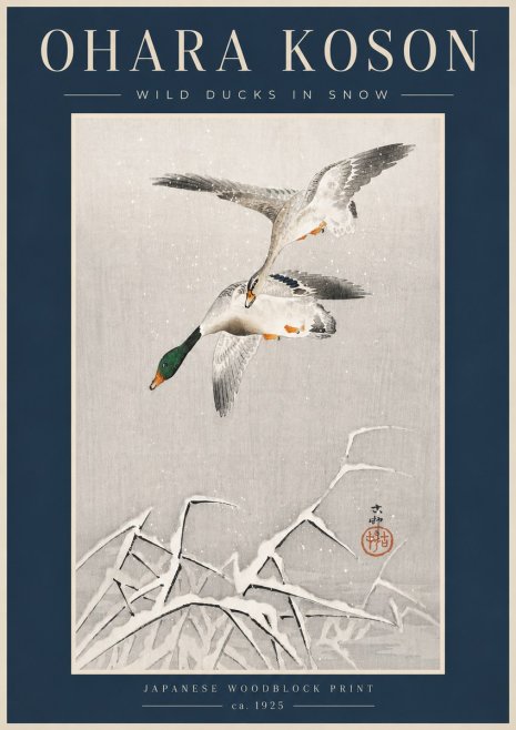 Ohara Koson Wild Ducks in Snow No6 - Poszter