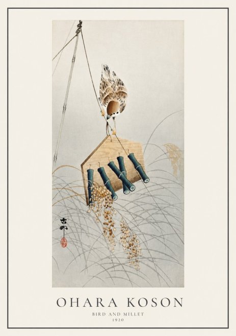 Ohara Koson Bird and Millet No1 - Poszter