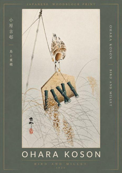 Ohara Koson Bird and Millet No2 - Poszter