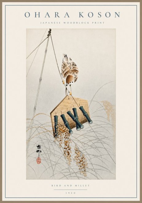 Ohara Koson Bird and Millet No3 - Poszter