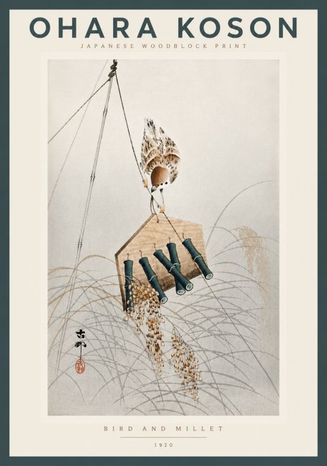 Ohara Koson Bird and Millet No4 - Poszter