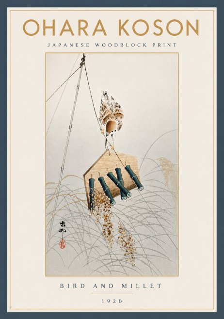Ohara Koson Bird and Millet No5 - Poszter