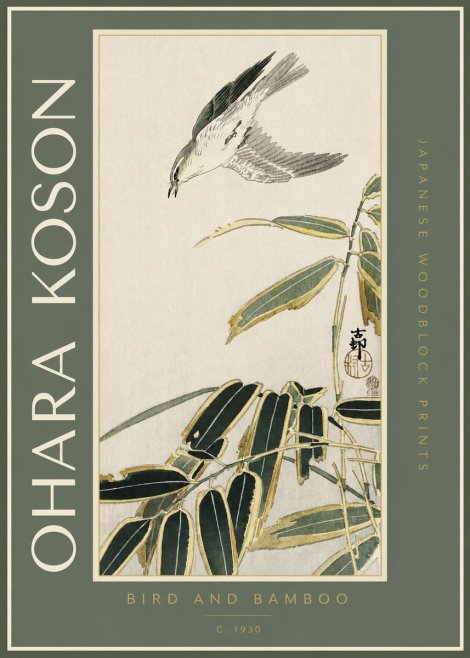 Ohara Koson Bird and Bamboo No2 - Poszter