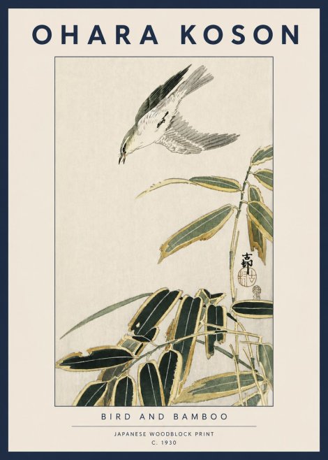 Ohara Koson Bird and Bamboo No3 - Poszter