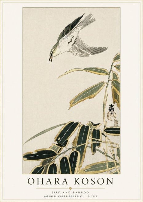 Ohara Koson Bird and Bamboo No4 - Poszter
