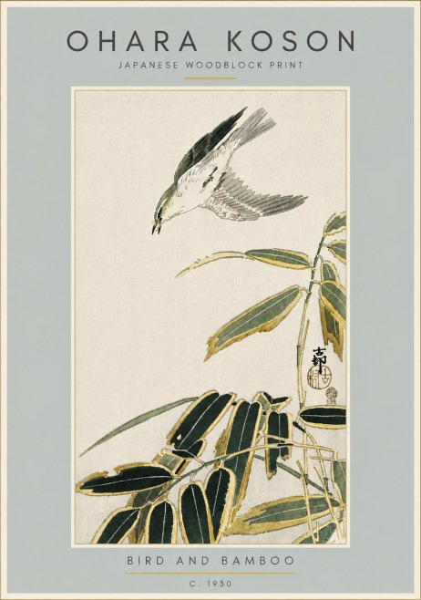 Ohara Koson Bird and Bamboo No6 - Poszter
