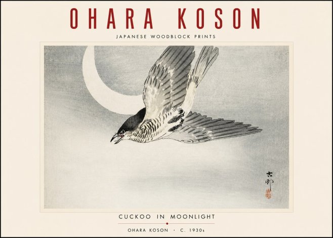 Ohara Koson Cuckoo in Moonlight No3 - Poszter