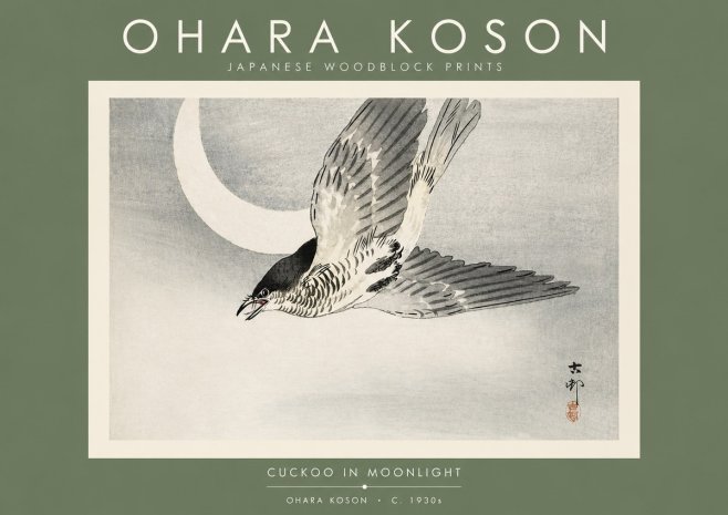 Ohara Koson Cuckoo in Moonlight No4 - Poszter