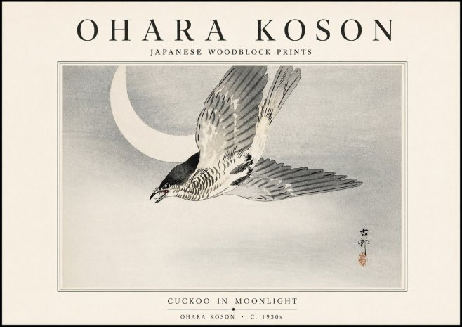 Ohara Koson Cuckoo in Moonlight No5 - Poszter