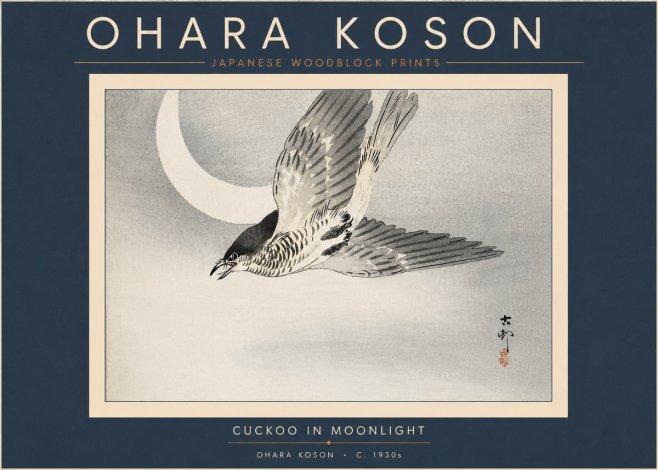 Ohara Koson Cuckoo in Moonlight No6 - Poszter