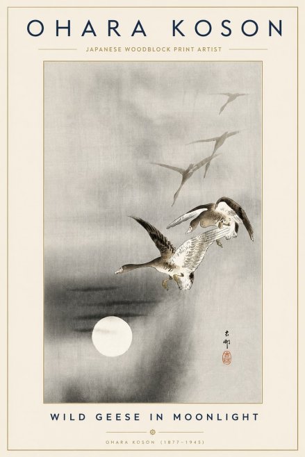 Ohara Koson Wild Geese in Moonlight II No3 - Poszter
