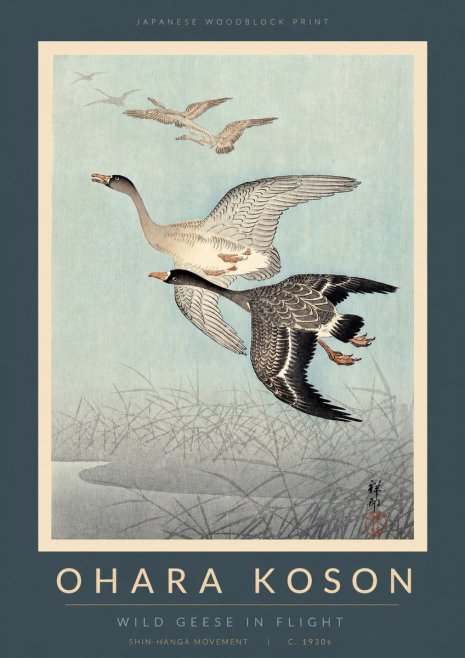 Ohara Koson Wild Geese in Flight II No2 - Poszter