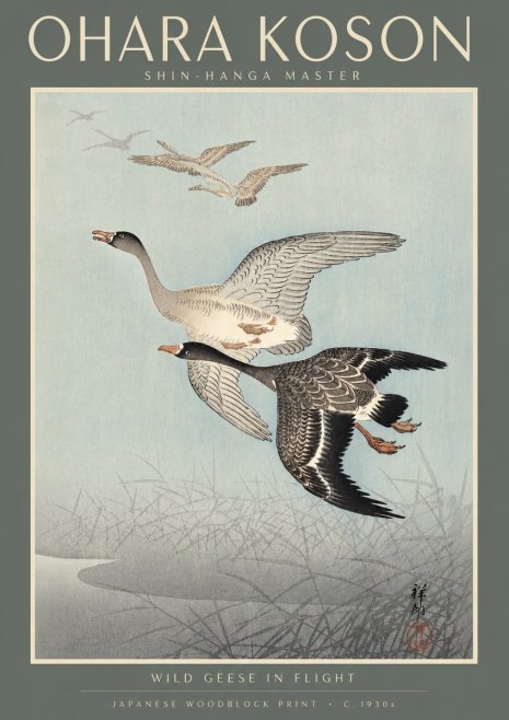 Ohara Koson Wild Geese in Flight II No4 - Poszter