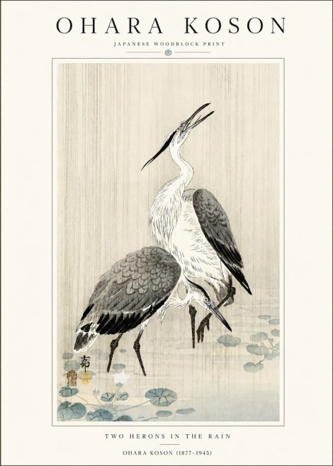 Ohara Koson Two Herons in the Rain No4 - Poszter
