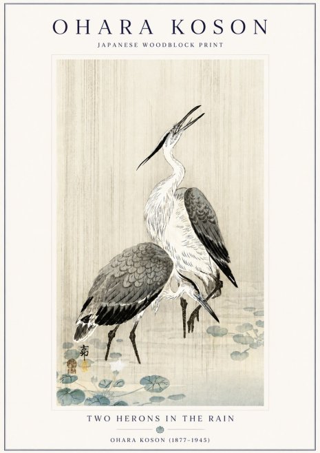 Ohara Koson Two Herons in the Rain No6 - Poszter