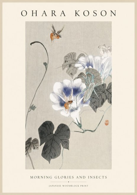 Ohara Koson Morning Glories and Insects No1 - Poszter