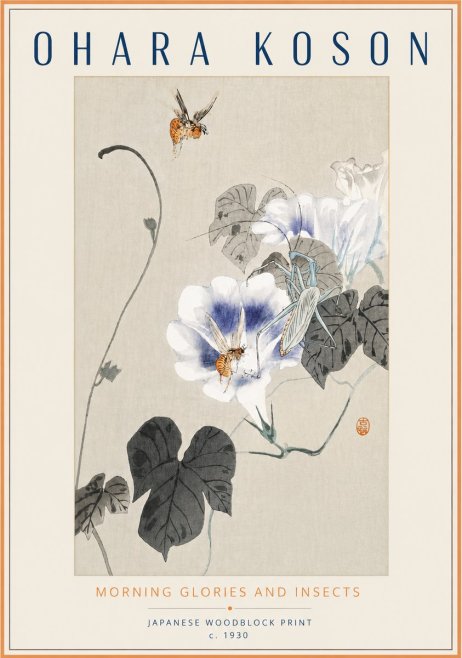 Ohara Koson Morning Glories and Insects No3 - Poszter