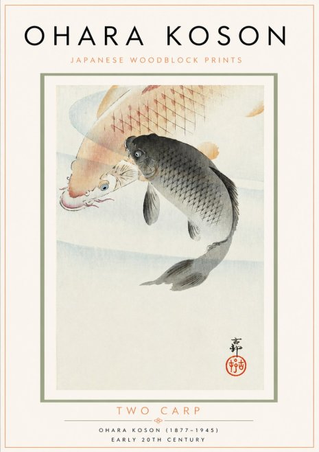 Ohara Koson Two Carp No3 - Poszter